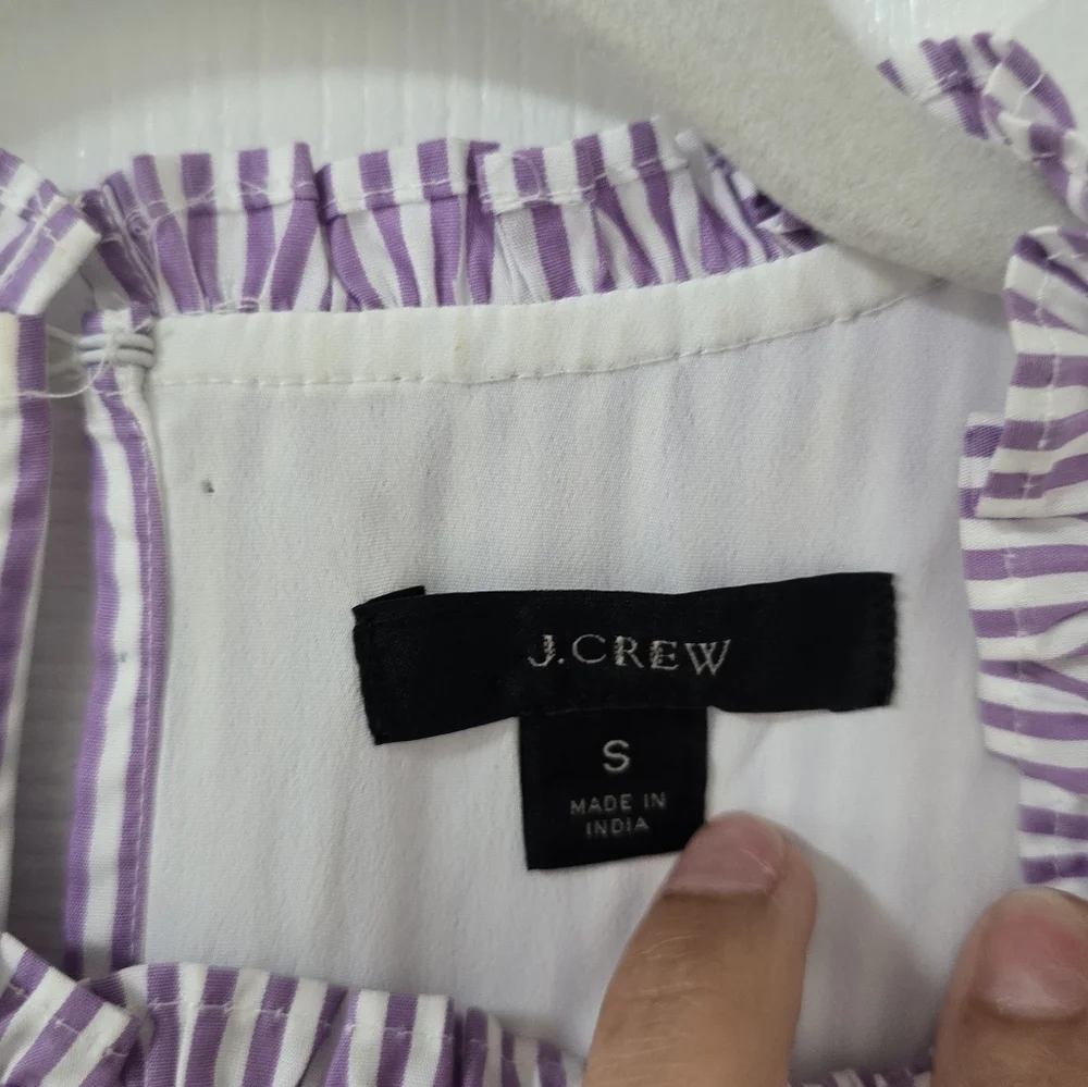 J.Crew Lavender Stripe Ruffle Tiered Midi Dress Size S - Picture 8 of 12
